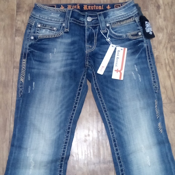 Rock Revival Women's 26 Bootcut Alanis Embellished Embroidered Distressed NWT - Picture 1 of 12